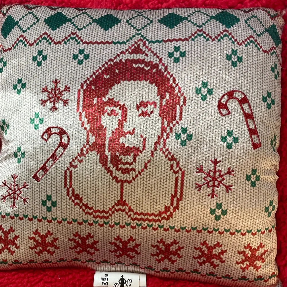 Pillow Buddy- The Elf Christmas Throw Decorative Needlepoint Embroidered Sherpa